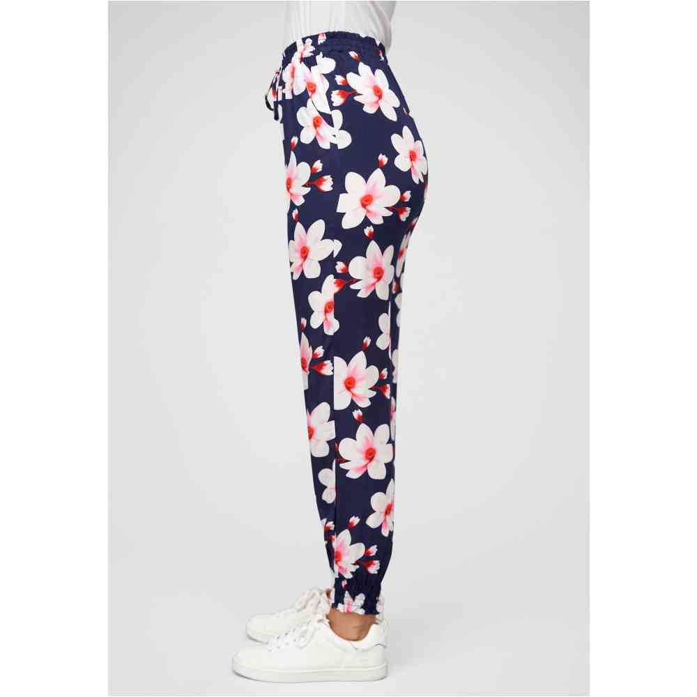 Cloud5ive - 2pockets & big flowers Ladies jogging pants - Dark blue